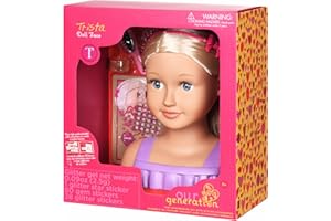 Our Generation - Trista - Doll Styling Head - Blonde Hair & Blue Eyes - Pretend Play - Stickers & Hair Decorating Accessories