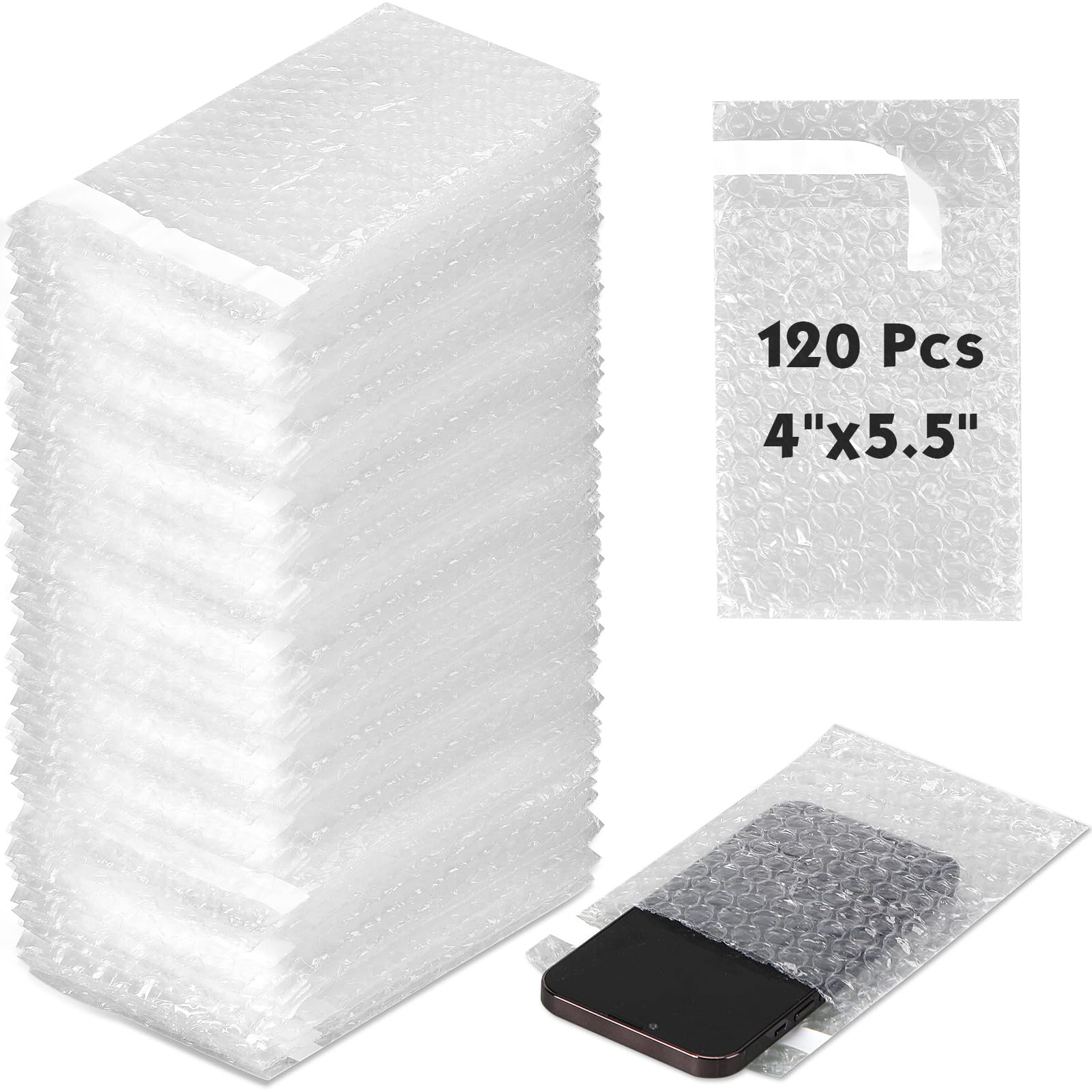 Photo 1 of PerKoop 120 Pcs 4 x 5.5 Inch Bubble Cushion Wrap Bags Bulk, Double Wall Bubble Cushion Wrap Pouches, Clear Protective Bags Thickening Shockproof for Shipping Packing Storage Moving
