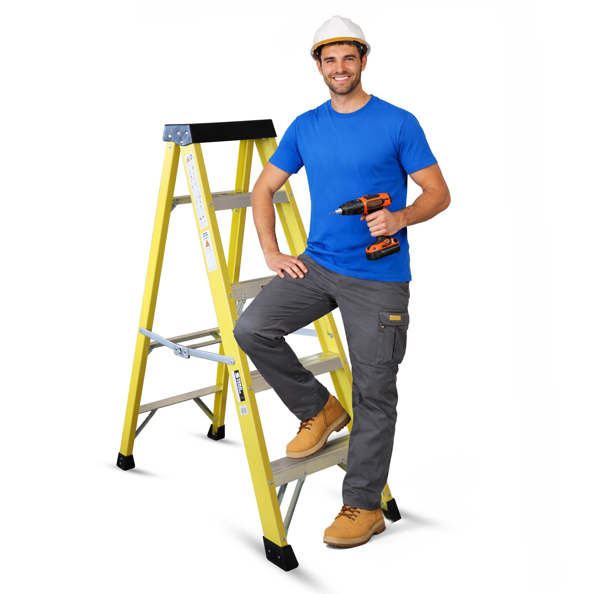 5 Tread Fibreglass Step Ladder – Lightweight, Stable & EN-131 Certified – Professional-Grade Ladder for Electrical & Industrial Use