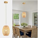 XIYOUVE 1-Light Rattan Pendant Light, Boho