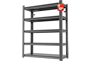 Hzdbhd Garage Shelving Unit Rustproof 72" H3000bls Heavy Duty Storage Shelves Easy Assembly 5 Tier Adjustable Metal Steel Utility