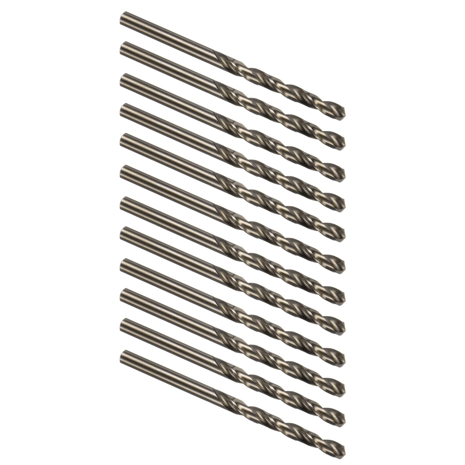 Kozelo 12PCS Twist Drill Bit - [13/64"] M35 High-Speed Steel Cobalt Round Shank Jobber Bit Set Dark Gold for Metal Wood Plastic Steel Use, 53mm/2.09" Blade Length — image 1