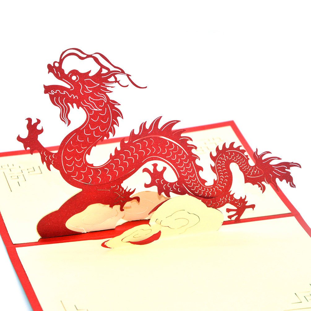 Medigy 3D Pop Up Congratulations Greeting Card for Most Occastions,The Chinese Dragon
