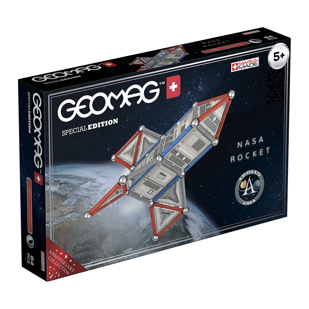 Geomag- 810 Special Edition - NASA Rocket, Magnetic Constructions, White, Grey, Red, 84 Pieces