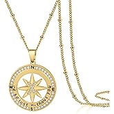 Leaocean Letter Necklace Gift for Wife, Compass Jewelry Women Wedding Anniversary Girlfriend Birthday Gifts for Her, Girls Necklaces for Daughter Mom Mothers Day, I'd be Lost without You