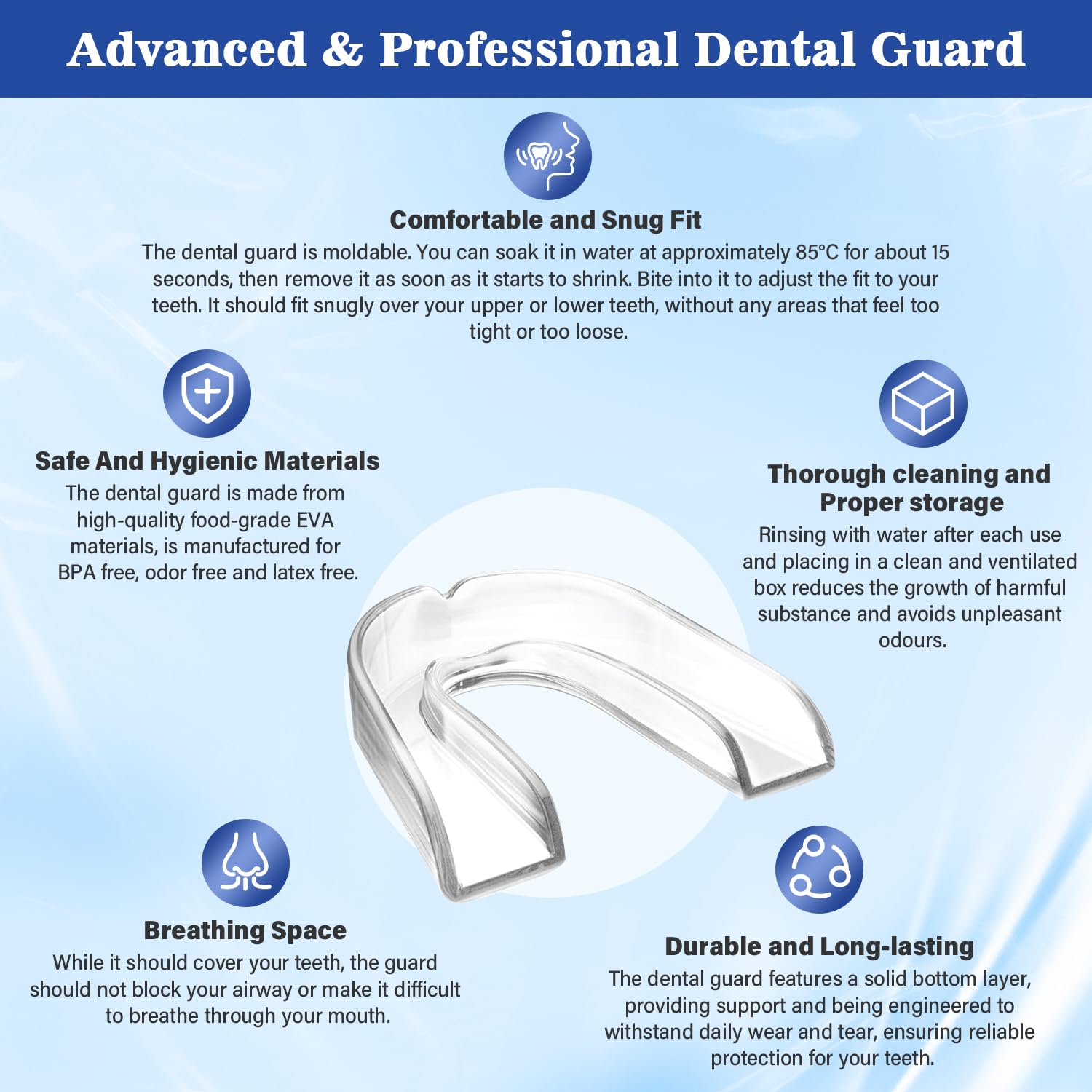 Mouth Guard for Grinding Teeth at Night, Night Guards for Teeth Grinding, Dental Night Guards for Sleep, Comfortable Grinding Guard for Adults with 12 Cleaning Tablets