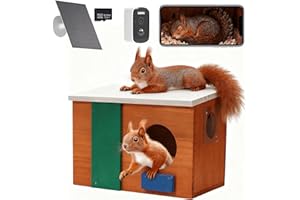 WISDOMRAINBOW Squirrel House with with Camera Solar Powered- Squirrel Houses for Outside Nesting, Squirrel Nesting Box, Squirrel Boxes for Outside,