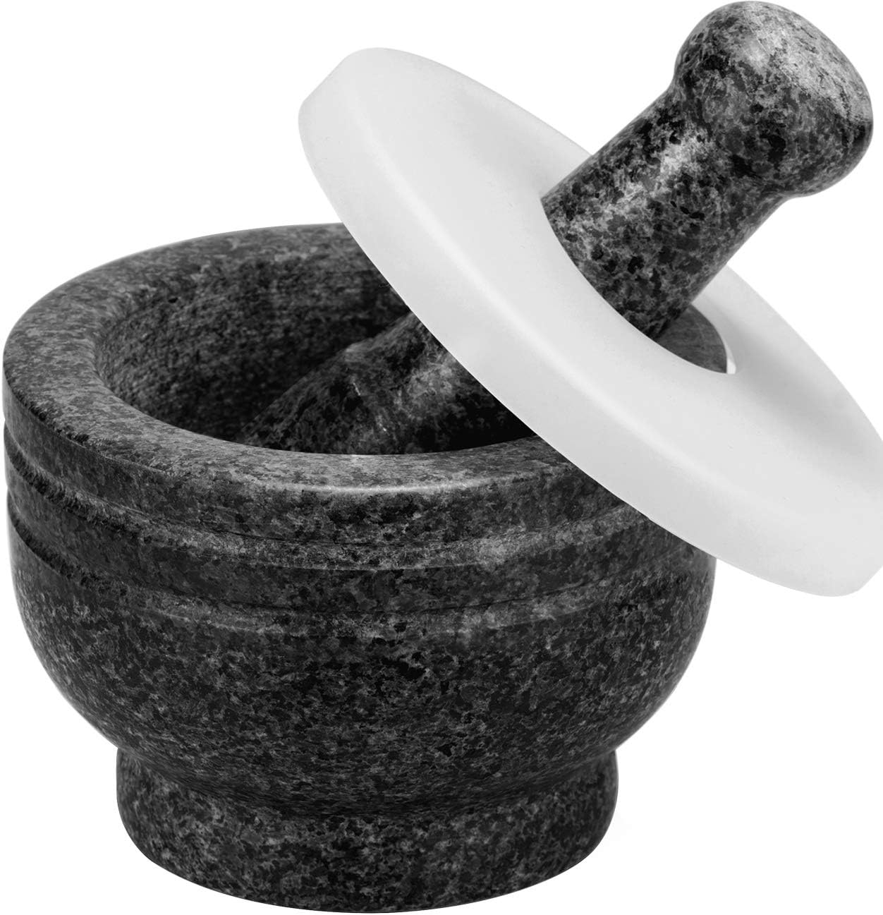 Tera Mortar and Pestle Set Granite Double Ended, 2 Cup-Capacity, Polished Natural Mortar and Pestle for Grinding Herbs Spices Making Guacamo: Kitchen & Dining