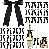 Riceshoot 24 Pcs Satin Ribbon Bow 3.5x5 Inch Twist Tie Bows for Gift Balloon Bag Cake Craft Valentine Wedding Birthday Party