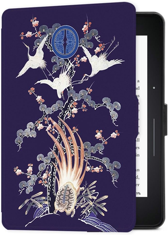 Young me martShell Case for Kindle Voyage with Hand Strap - The Thinnest and Lightest Leather Cover Auto Sleep / Wake for Amazon Kindle Voyage E-reader (Crame)