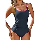 Charmo One Piece Swimsuit Women Ribbed Color Block Bathing Suit Tummy Control Slimming Swim Suits 2026 Sports Swimwear