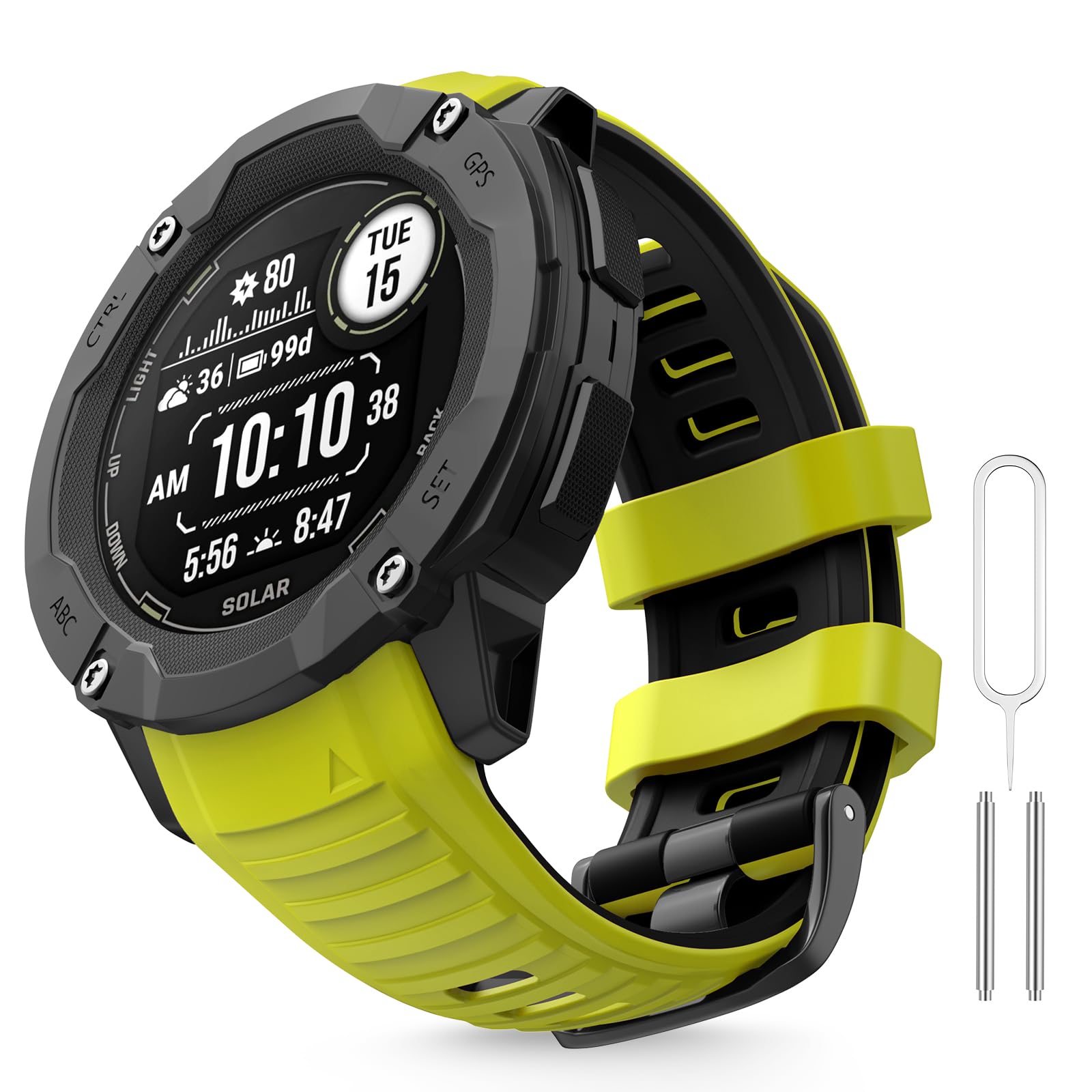 MYSNBKN 26mm Watch Strap for Garmin Instinct 2X/Instinct 2X Solar, Tactical Soft Silicone Replacement Strap with Adapter Tools — image 1