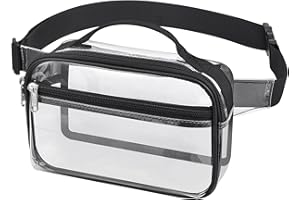 MAY TREE Clear Belt Bag Stadium Approved-Clear Fanny Pack 0.5MM Thickened for Concerts Festivals Sport Event School with Adjustable Strap - Black