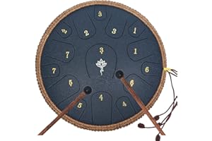 Steel Tongue Drum 13 Inche 15 note-Yasisid,Tongue Drums for Adults,D Major with Carry Bag, Music Book, Instructions,for Camping, Meditation or Yoga (navy blue)