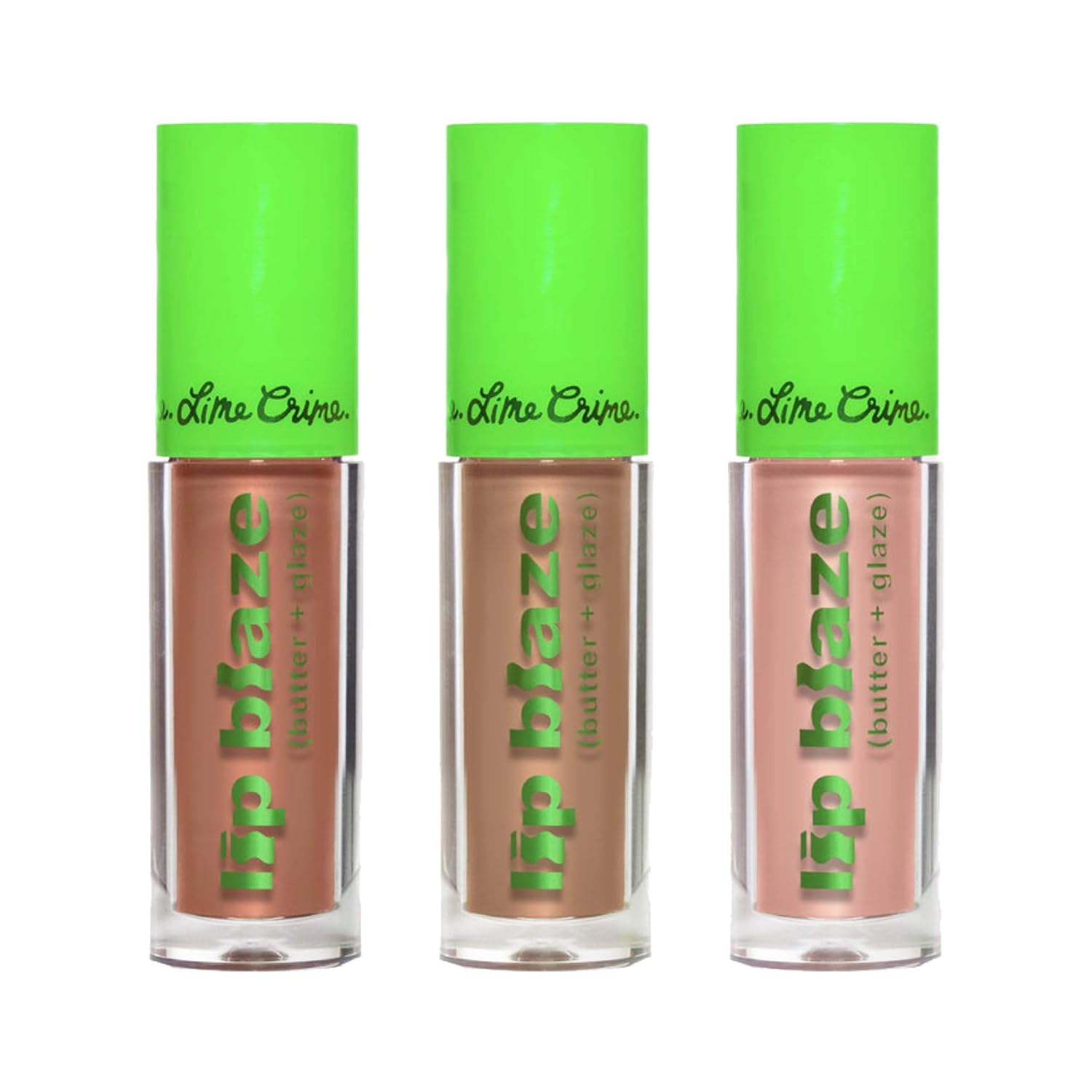 Lime Crime Blazin’ Holiday Mini Lip Blaze 3 Piece Set - Pale Pink Nude, Mauve Nude, Rose Nude - Hydrating Lip Color - Creamy & Moisturizing - Vegan - 0.5 fl oz