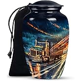 KARYLIZ Truck Urn - Dark Blue Large Urns for Adult Human Ashes Male & Female - Funeral Cremation Urn for Mom, Dad, Men & Women - 10 Inch Cremation Memorial Tribute Urns