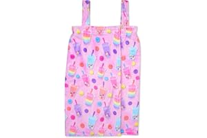 iscream Big Girls' Foodie Print Silky Soft Plush Spa Wrap - Rain-boba, Medium/Large (10-14)