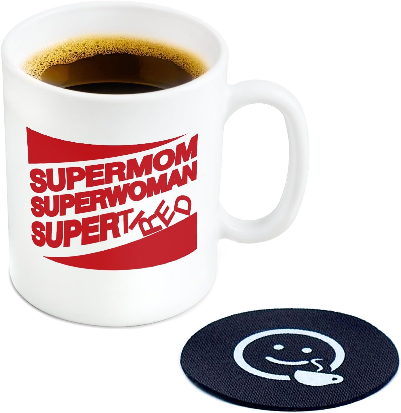 Supermom Superwoman Supertired Coffee Mug, 11oz - Cool Novelty Gift Idea For Mom