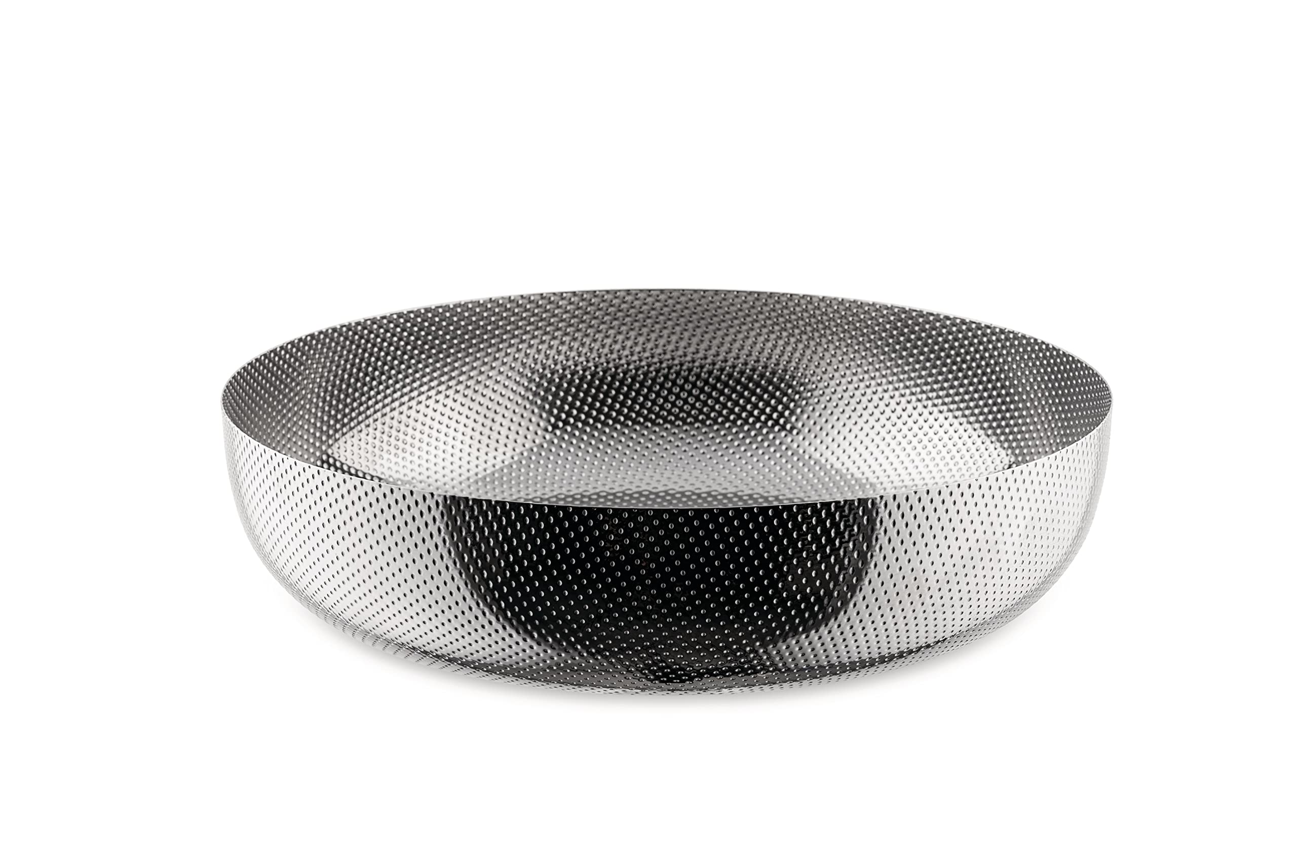 Alessi Extra Ordinary Texture JM17/24 T - Minimal Design Round Basket in 18/10 Stainless Steel with Decorations, Embossed granules, 24 cm