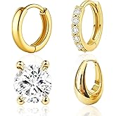 Small Hoop Earrings Set for Women, 14K Gold Plated Lightweight Earrings Sets for Multiple Piercing, Hypoallergenic Huggie Gold Hoops Earrings for Women Jewelry