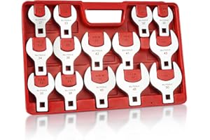 BILITOOLS 14-Piece Jumbo Crows Foot Wrench Set, 1/2" Drive Big Crowfoot Wrench, Metric, 27-50 mm, CR-V Steel