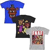 Five Nights at Freddy's Pizza Character Art Boy's 3-Pack Crew Neck Short Sleeve T-Shirt Set