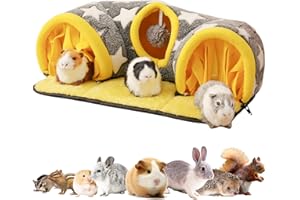 Avont Guinea Pig Hideout Tunnel, Small Animal Hideaway Play Tube Toys with Curtains, Soft Sleeping Bed House for Dwarf Rabbits Chinchillas Hamsters Hedgehogs Ferrets Bearded Dragons and Rats -Star