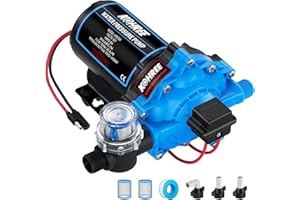 2025 Upgraded Kohree RV Fresh Water Pump 7GPM 70PSI, 12V DC Water Pump, Self-Priming, Five Chamber Diaphragm Pump with Heavy Duty Pressure Switch and Strainer for RV, Marine, Yacht, Caravan