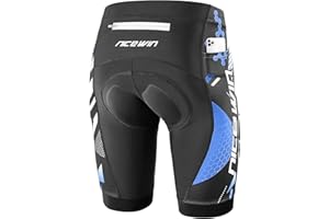 NICEWIN Men's Cycling Shorts Anti-Slip Leg 4D Padded Bike Shorts with 3-Pockets Breathable Biking Bicycle Motorcycle Half-Pants