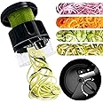 GLADICER Handheld Spiralizer, 3-in-1 Zucchini Spiralizer Noodle Maker, Spiralizer for Veggie Noodles, Perfect for Zucchini, Carrots, & More, Portable Kitchen Tool (Black)