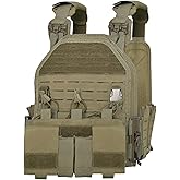 SUMSEEK Tactical Vest with 4 Mag Pouches,1000D Nylon Molle Plate Carrier,Quick Release,Mesh Back Panel for Airsoft training