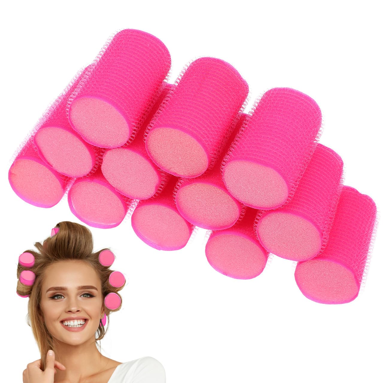 FOMIYES 12Pcs Sponge Hair Rollers Heatless Self Grip Foam Curlers for Long, Medium, and Short Hair Styling, Sleep-in Curling Tools for Women