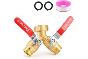 EVERZENHUB Hose Splitter 2 Way Heavy Duty, 3/4 Inch GHT Thread Y Valve Connector with Stainless Steel Long Handle, Full Flow Garden Brass Hose Splitter for Outdoor Watering, Irrigation, Washing
