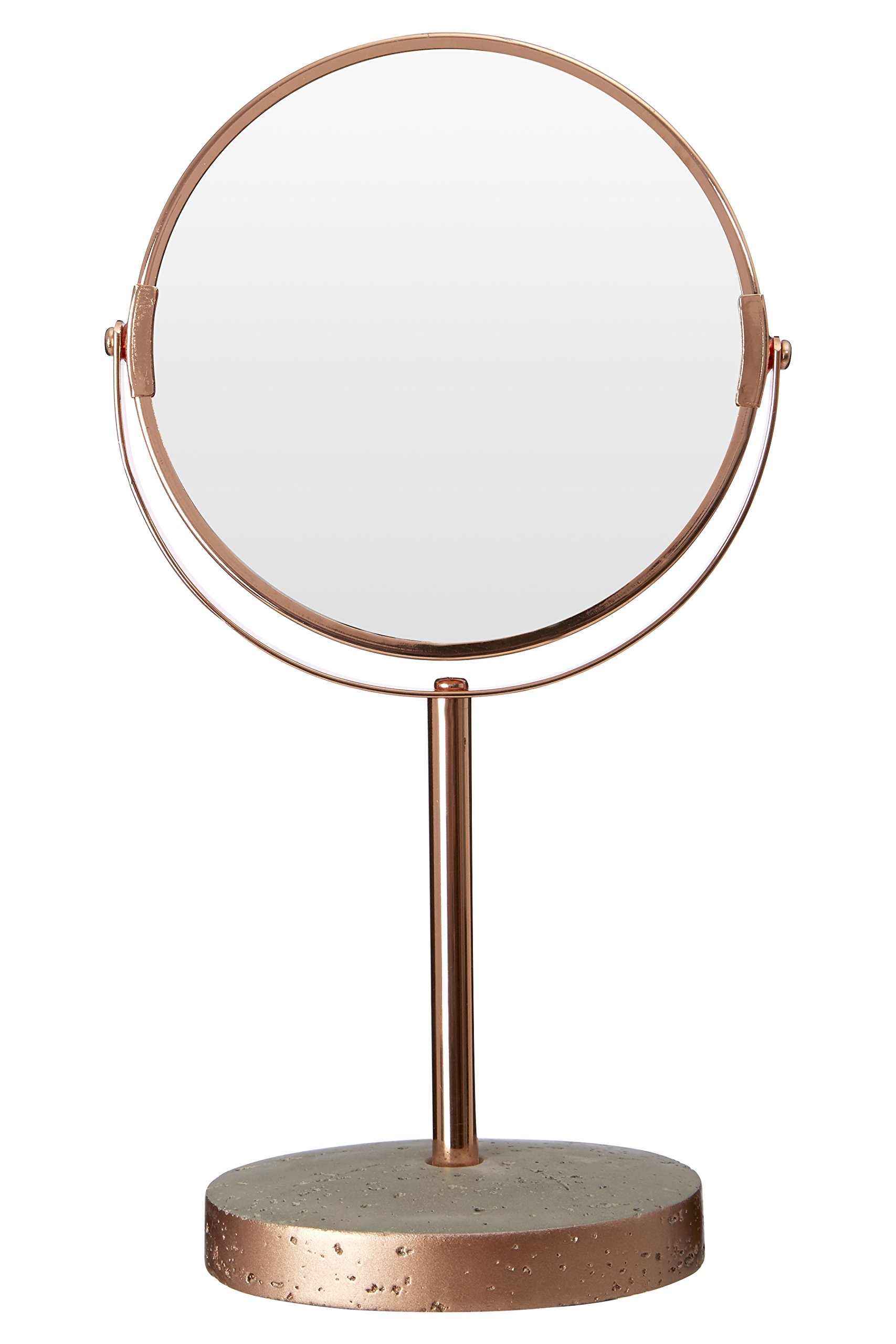 Premier Housewares Housewares Neptune Swivel Bathroom Mirror, Concrete/Metal/Mirrored Glass/Stainless Steel, Grey/Copper, 12 x 19 x 34 cm