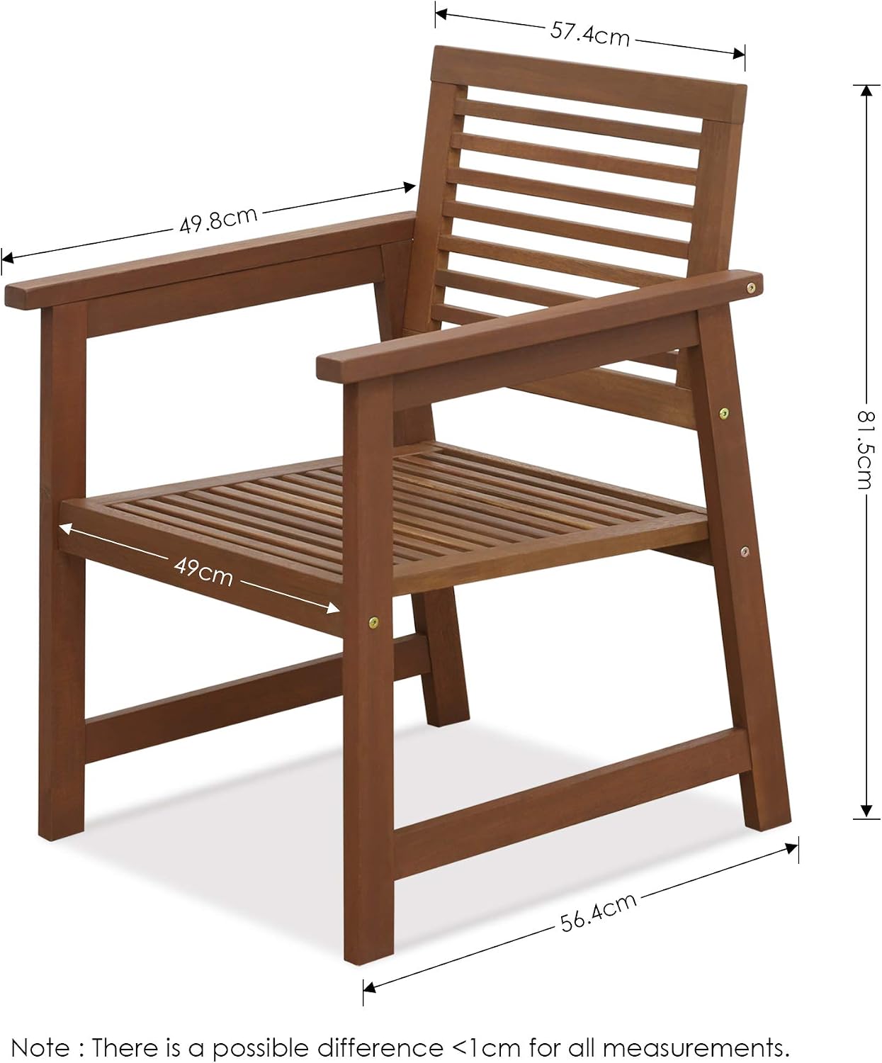 Furinno TIOMAN Patio Chair, Set of Two, Outdoor Lawn Chair, Armchair without Cushion, for Patio Garden, Porch, Natural - Image 3