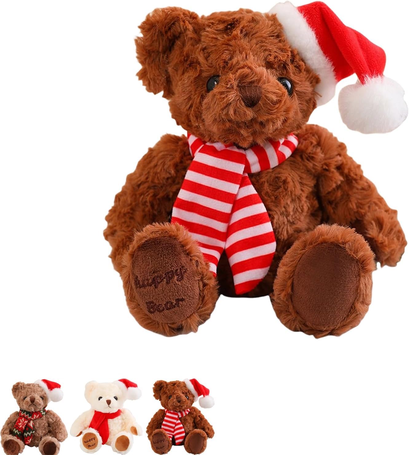 8" Christmas Teddy Bear Plush Toy Xmas Gifts for Kids,Coffee Teddy Bears Plushies Dolls Christmas Soft Toy,Squishys Teddy Bear Stuffed Animal Toy Cuddly Toys Presents for Kids Xmas Home Decor — image 1