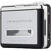 Reshow Cassette Tape Player &ndash; Portable Tape Player Audio Cassette to Digital Converter, Compatible with Laptops and Personal Computers Convert Cassette Tape Recorder to iPod Format (Silver)