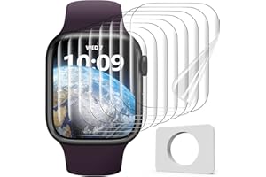 Uyiton 8Pack Screen Protector for Apple Watch Series 9/8/7 45mm, Military-Grade TPU Film, Scratch-Resistant, Anti-Fingerprint, Oleophobic Coating, Easy to Install
