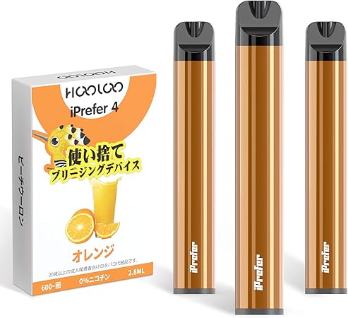 Amazon Hooloo Iprefer 4 電子タバコ 使い捨て 禁煙補助に最適 吸引回数600回 本 3本セット オレンジ Hooloo 電子たばこ