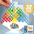 ALKISTA 32 Pcs Tetra Tower Balance Stacking Blocks Game, Board Games for 2 Players+ Family Games, Parties, Travel, Kids & Adults Team Building Blocks Toy
