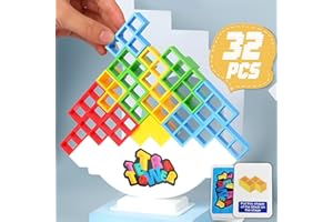 ALKISTA 32 Pcs Tetra Tower Balance Stacking Blocks Game, Board Games for 2 Players+ Family Games, Parties, Travel, Kids & Adults Team Building Blocks Toy