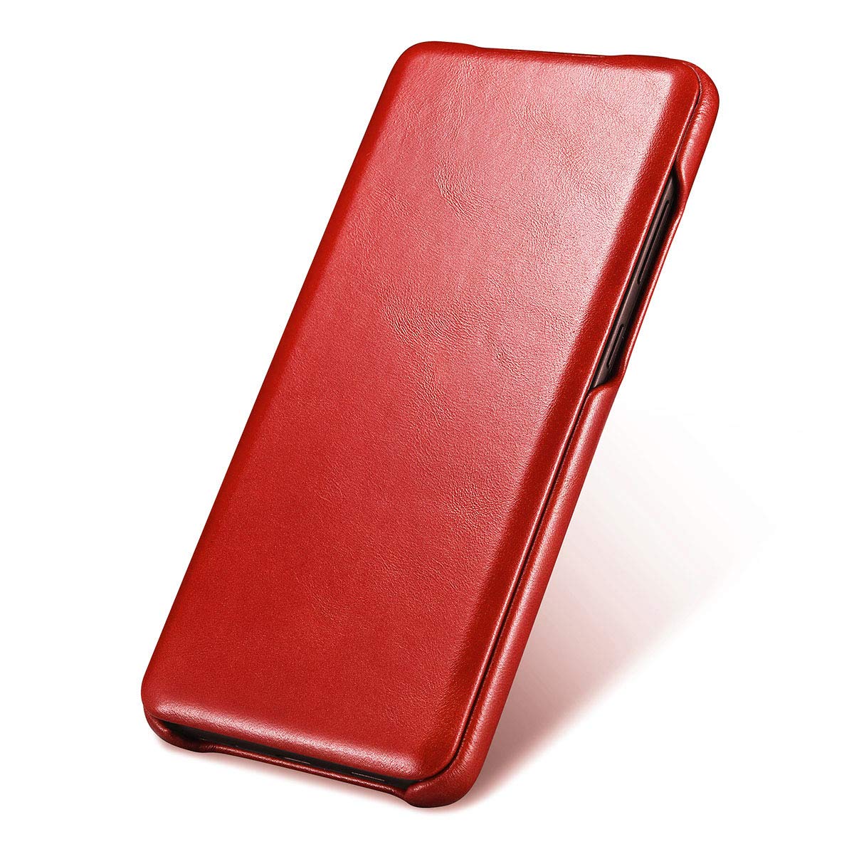 Mobiskin case compatible with Samsung Galaxy S20 / SM-G980, 6.2 inch display, cover with genuine leather surface, foldable book-type protective case, ultra-slim folio, thin wallet, red vintage