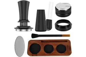 51mm Espresso Accessories Kit, 7 PCS Espresso Tamper Tools WDT Tool Set with Wood Tamping Station, Distributor Stirrer, Dosin
