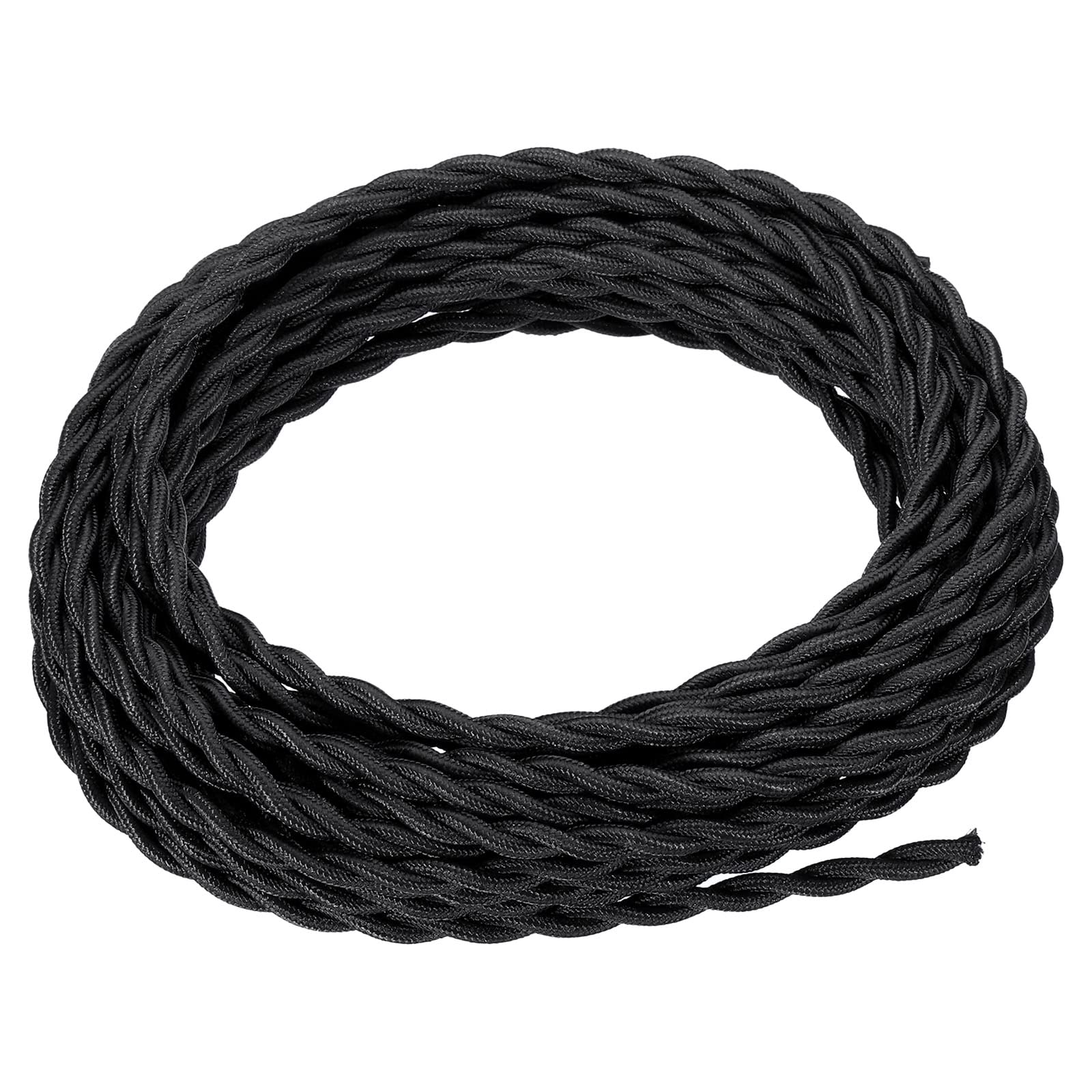 PATIKIL 30 Ft Twisted Cloth Covered Wire, Black UL Listed 18AWG 2-Conductor Vintage Lamp Cable for Pendant Light Bulb Industrial DIY Project, Black