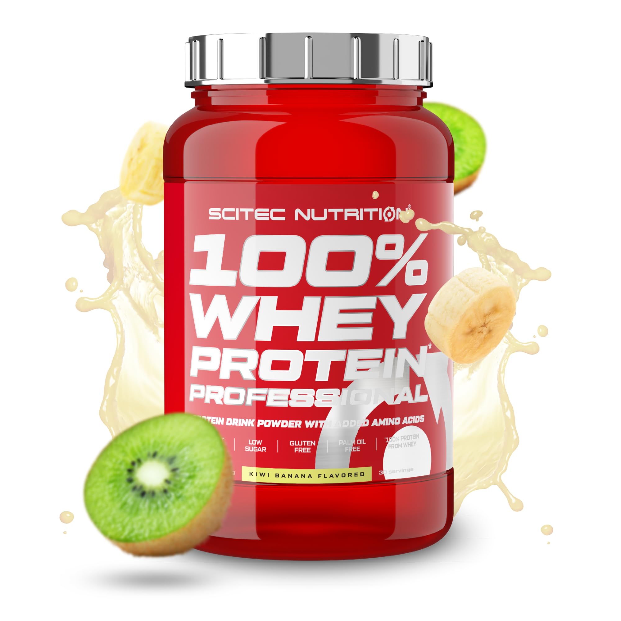 Scitec Nutrition 100% Whey Protein Professional โ Enhanced with Extra Amino Acids & Digestive Enzymes โ Gluten-Free โ Palm Oil Free, 920 g, Kiwi-Banana โ image 1