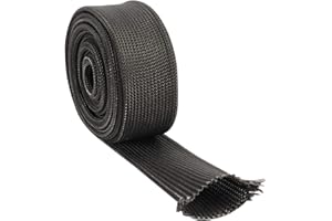 YaeMarine 1/4 Inch 10FT Auto Heat Sleeve, Fiberglass Heat Wrap, Wire Shield Sleeve, Adjustable Black Exhaust Heat Shield Roll For Car & Auto Wire Loom Heat Shield (Black, 10FT-6MM)