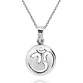 AeraVida Casual Round Peaceful mantra design Carved in .925 Sterling Silver Necklace | Religious Pendant for Women | Unisex Fashion Jewelry
