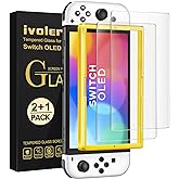 ivoler (2 Pack Screen Protector Matte Tempered Glass for Nintendo Switch OLED Model, Matte Anti Glare Protector with [Alignment Frame] Anti-Scratch Full Coverage Guard for Nintendo Switch Model 7''