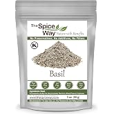 The Spice Way Basil Leaves - (3 oz) pure dried basil seasoning leaves | Dried basil leaves for cooked tomato sauces, soups, stews, beans and herb blends; Kosher Certified; Resealable Bag