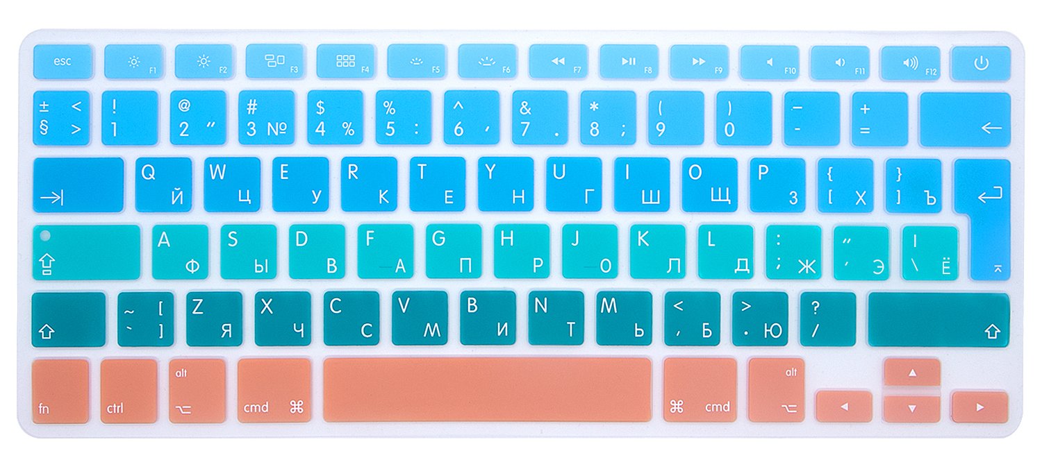 MMDW EU/UK Russian Language Keyboard Cover for Macbook Pro 13 Inch,15 Inch(with or without Retina Display,2015 or Older Version) for Macbook Old Air 13 European/ISO Keyboard Silicone Skin